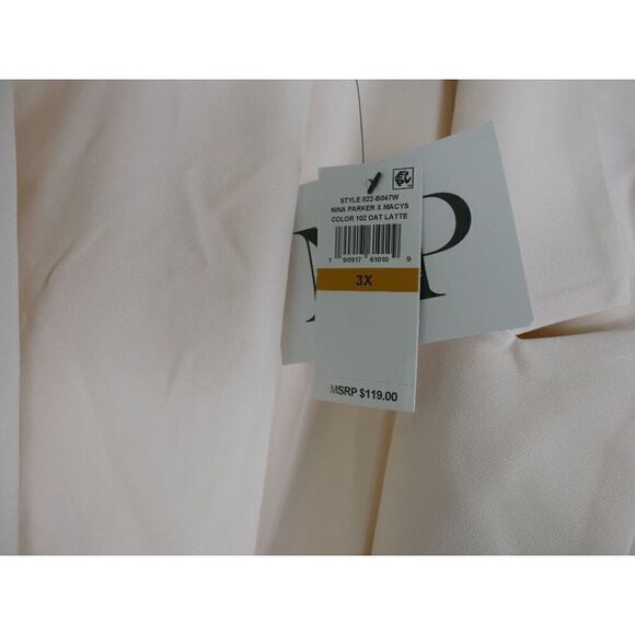 NINA PARKER Trendy Plus Size Cropped Open-front Blazer In White 3X - Picture 3 of 9